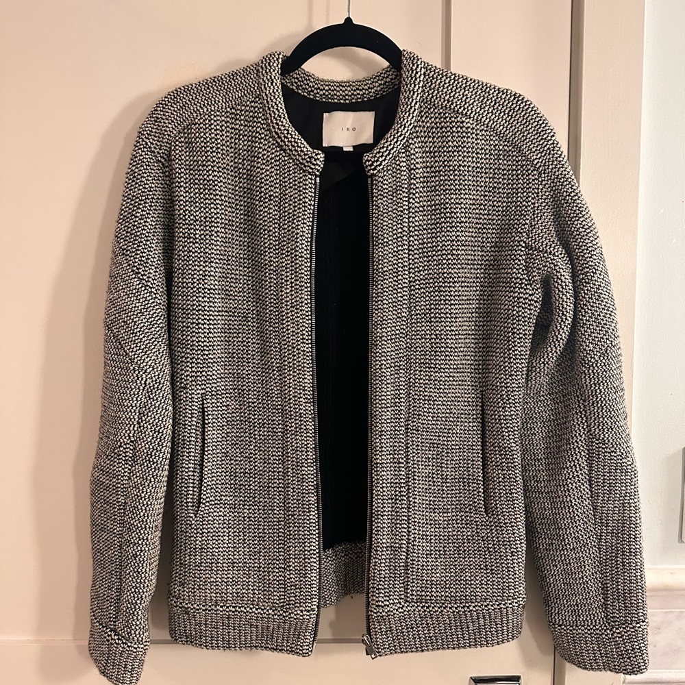 IRO Jacket Black and White Zip-Up Sweater